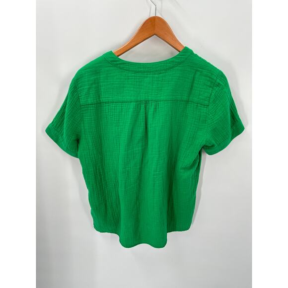 J CREW Green Cotton Gauze V Neck Popover Top Blouse BI431 // S - Picture 9 of 9